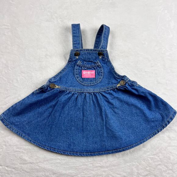 Oshkosh B’gosh Vintage Vestbak Girls Overalls Denim Jean Dress size 12 months